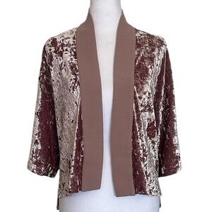 Zara Women’s Collection Velvet Burnout Shrug Kimono Rose Blush Size S Open Front